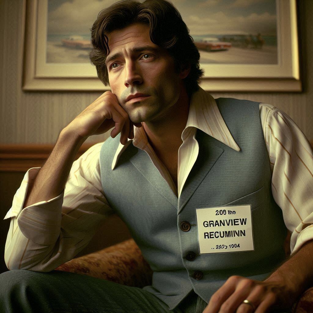 2024-07-12 Murdery Mystery Role-playing Game 12 Thoughtful man with a vintage vest and badge.