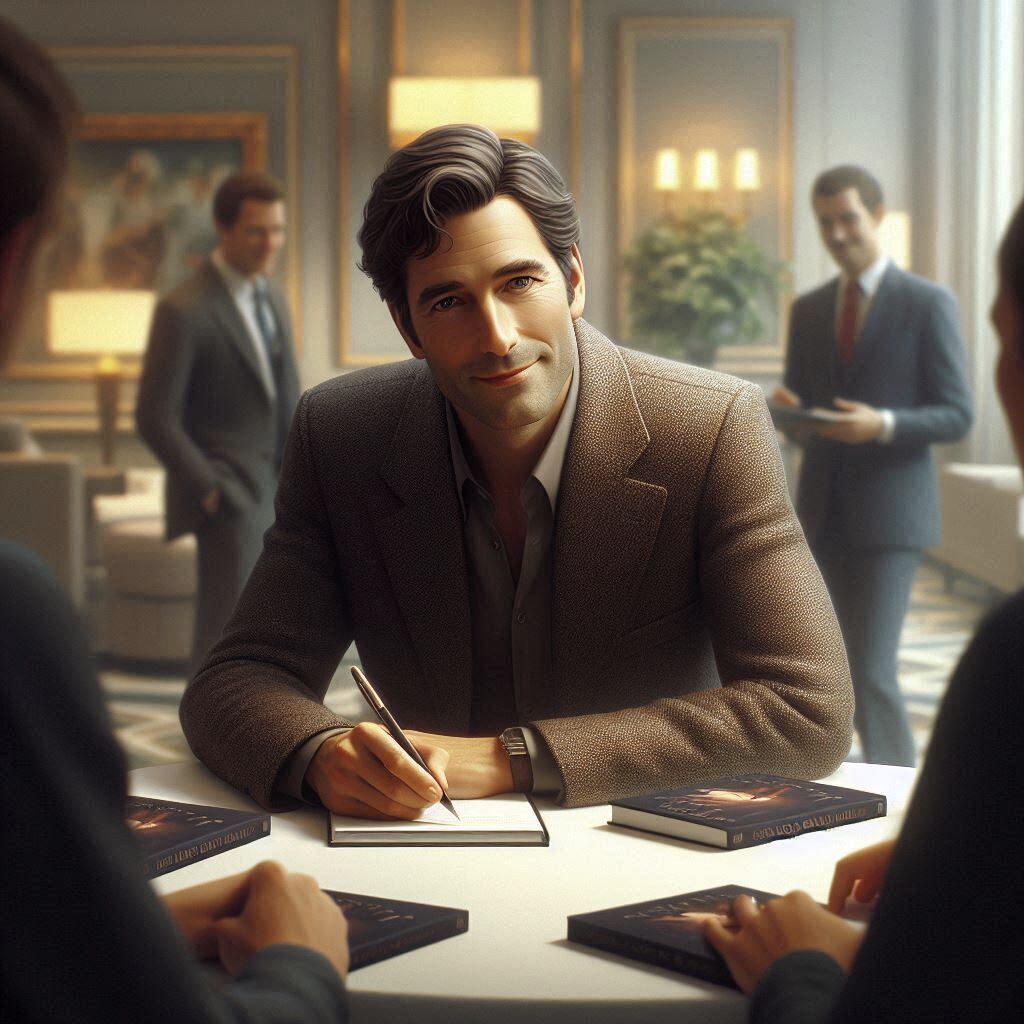 2024-07-12 Murdery Mystery Role-playing Game 11 Illustrated author signing books with onlookers